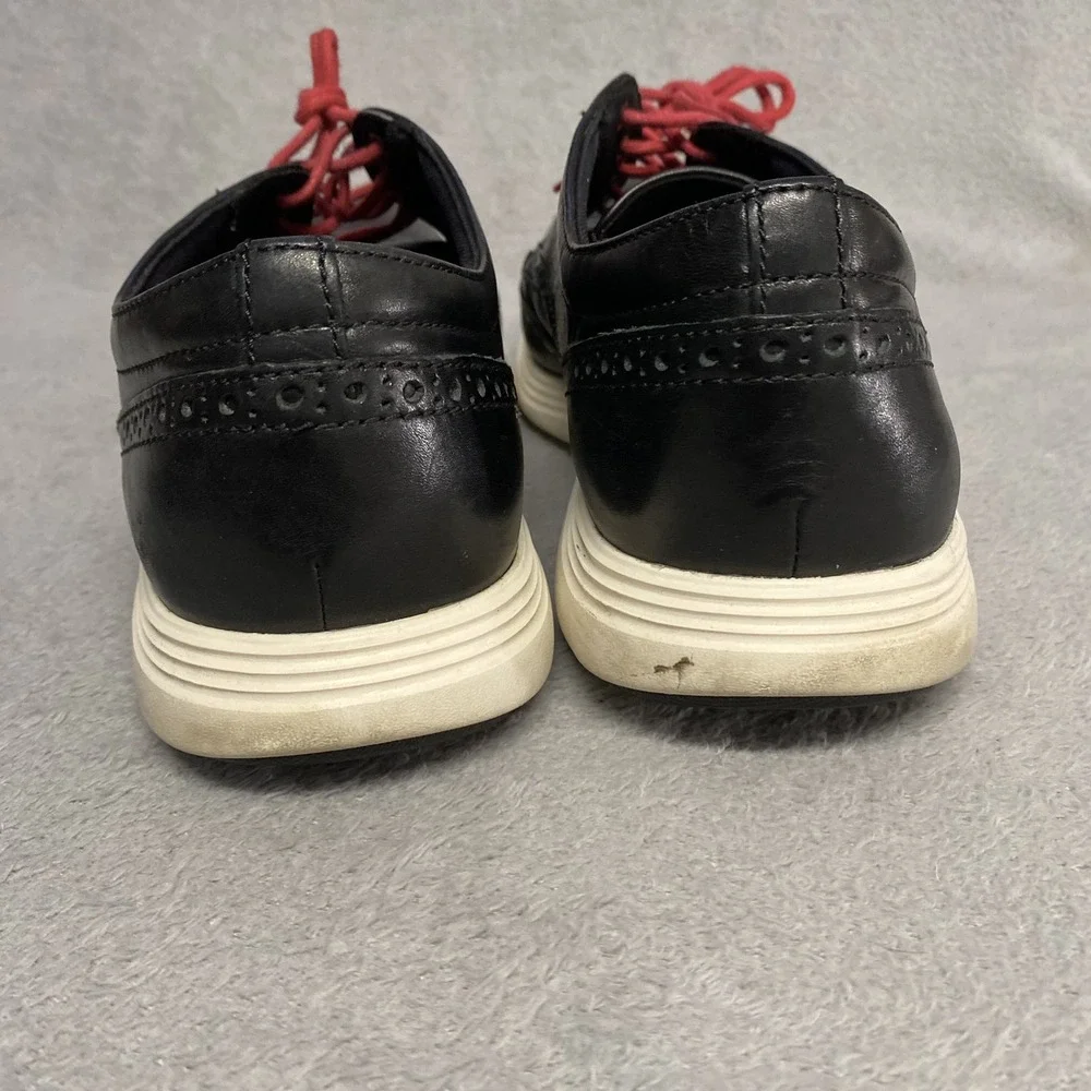 Cole Haan Shoes Mens 10.5 Black Leather Lace Up Grand OS Oxford Wingtip Comfort